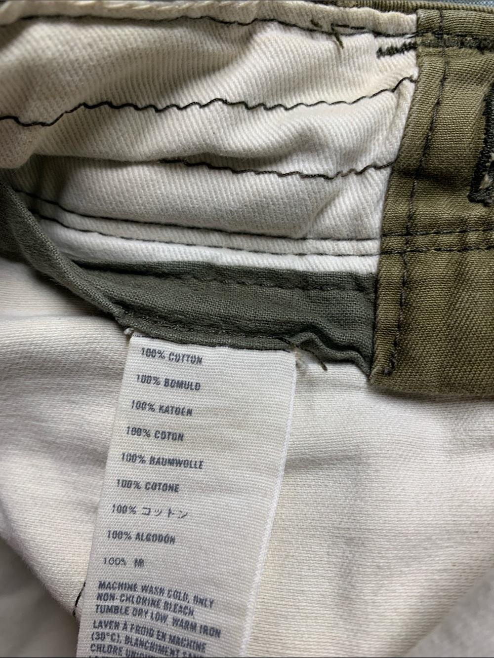 Vtg Abercrombie & Fitch Olive Distressed Cargo Paratrooper Y2K Shorts Size 33 - Picture 8 of 8